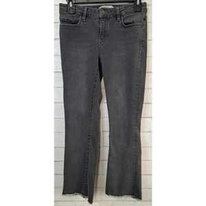 Free People Womens Jeans Size 26W Gray Denim Cropped Raw Hem Low Rise 5 Pocket